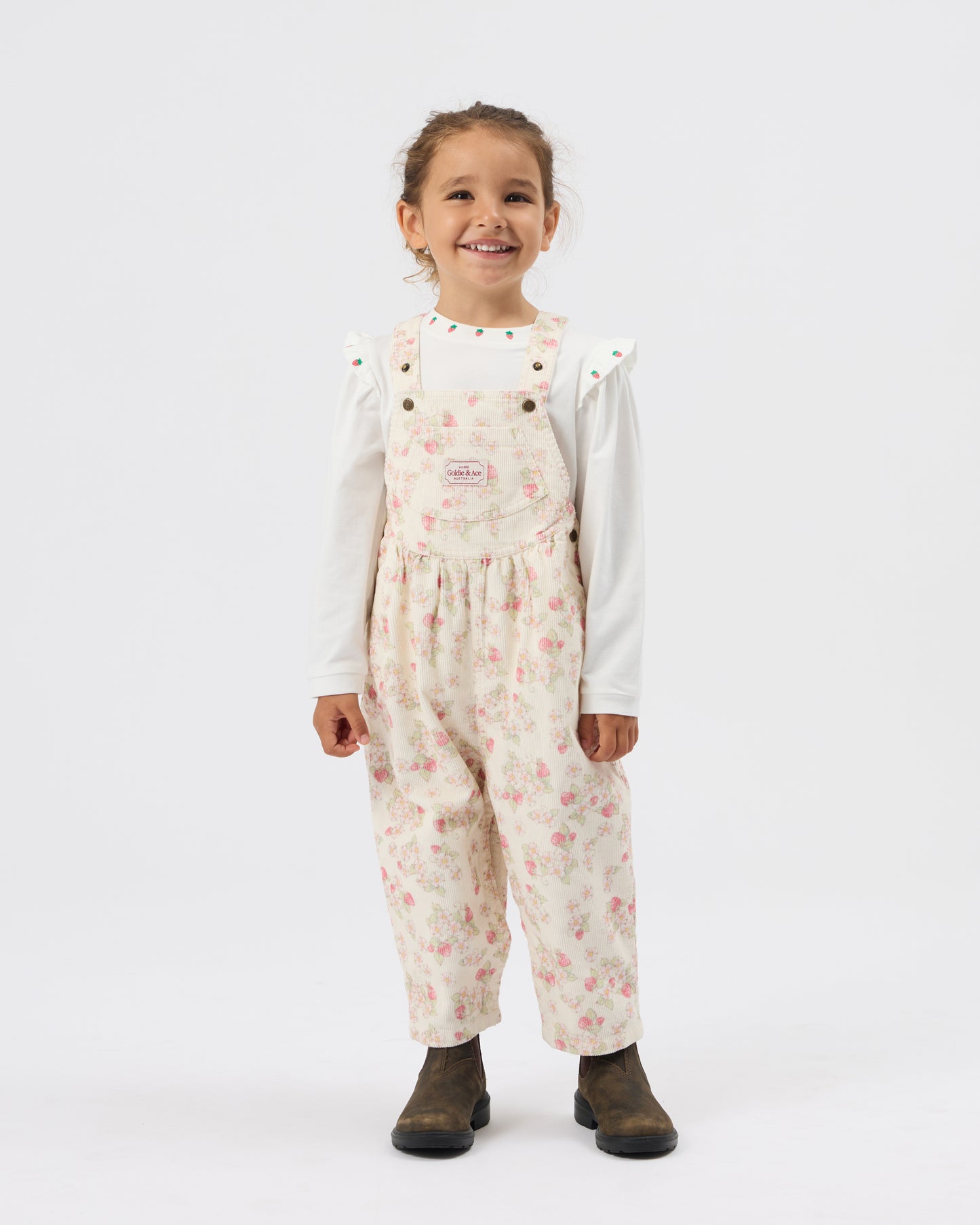 Goldie + Ace Strawberrry Fields Goldie Vintage Overalls Cream