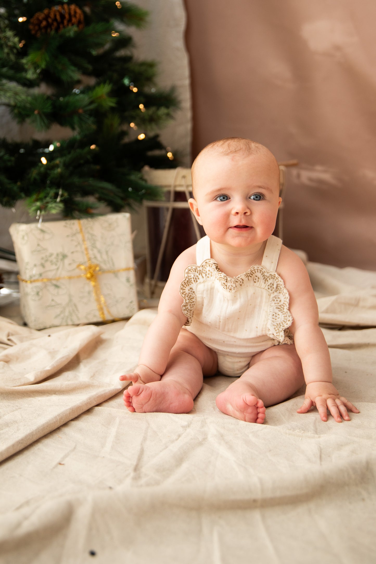 Bella and Lace Pa Rum Pum Pum Romper White Christmas