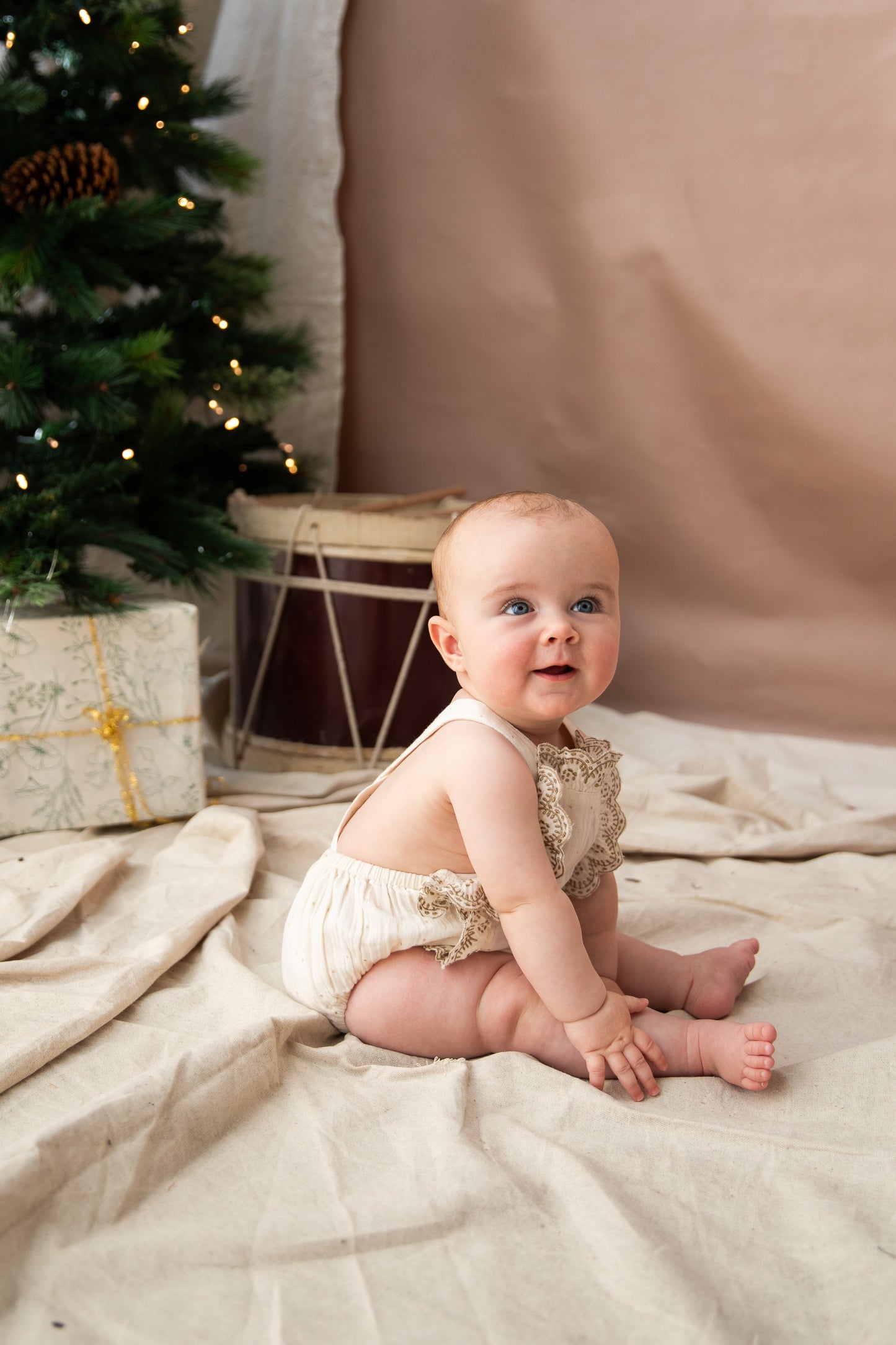 Bella and Lace Pa Rum Pum Pum Romper White Christmas