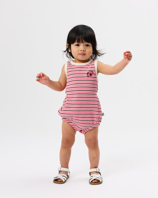 Goldie + Ace Waffle Bubble Romper Pink