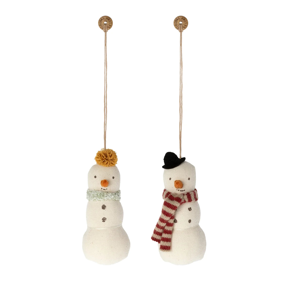 Maileg Snowman Ornaments in Suitcase