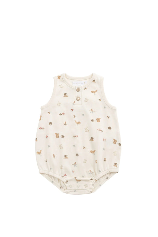 Jamie Kay Organic Cotton Archie Playsuit Forest Gathering