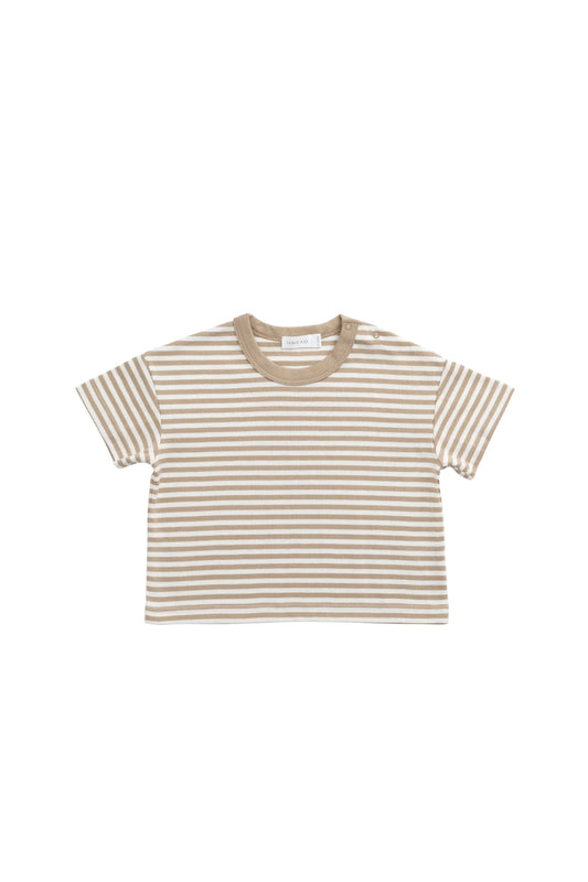 Jamie Kay Pima Cotton Wesley Tee Slim Stripe Brioche/Cloud