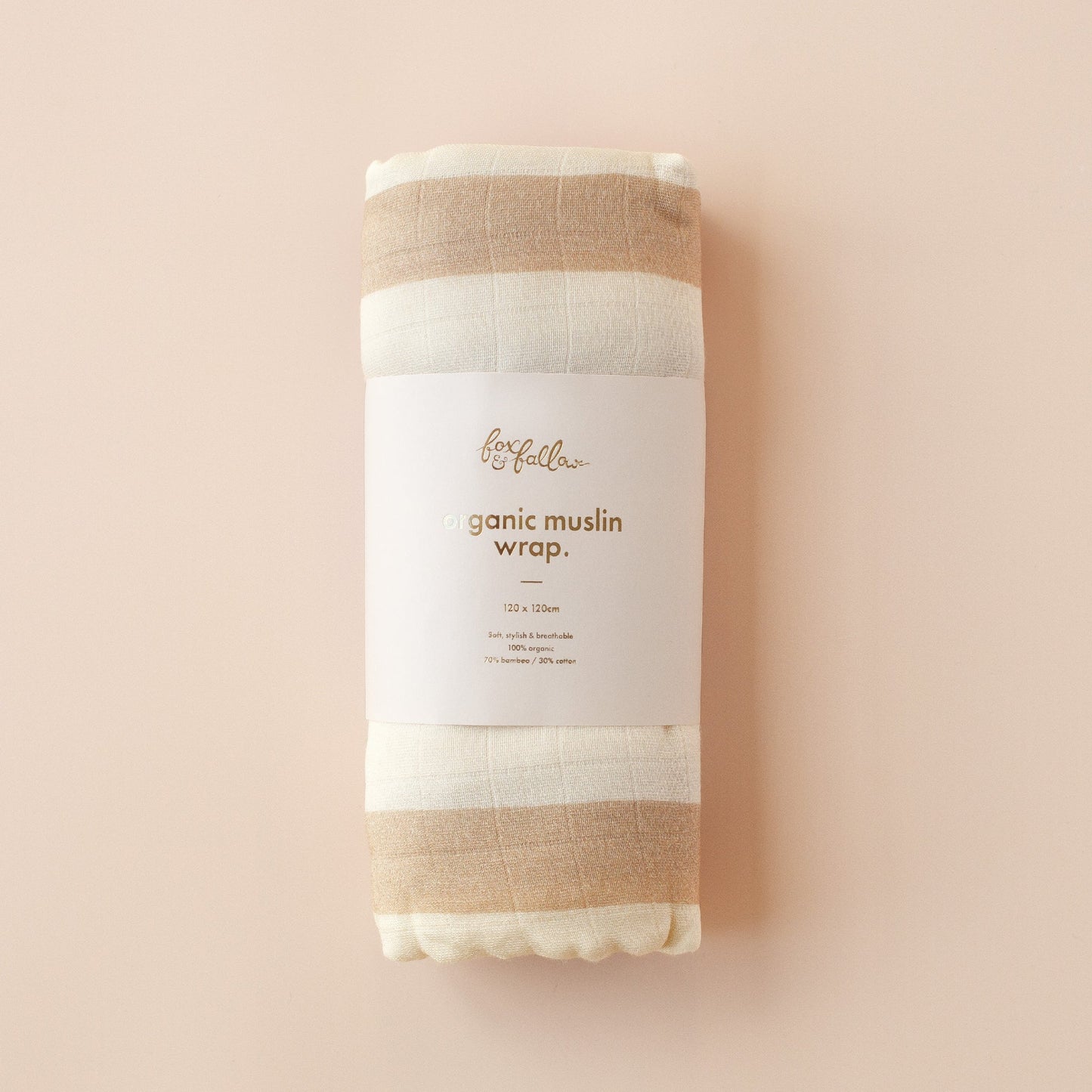 Fox & Fallow Organic Muslin Wrap Swaddle Coffee Stripe