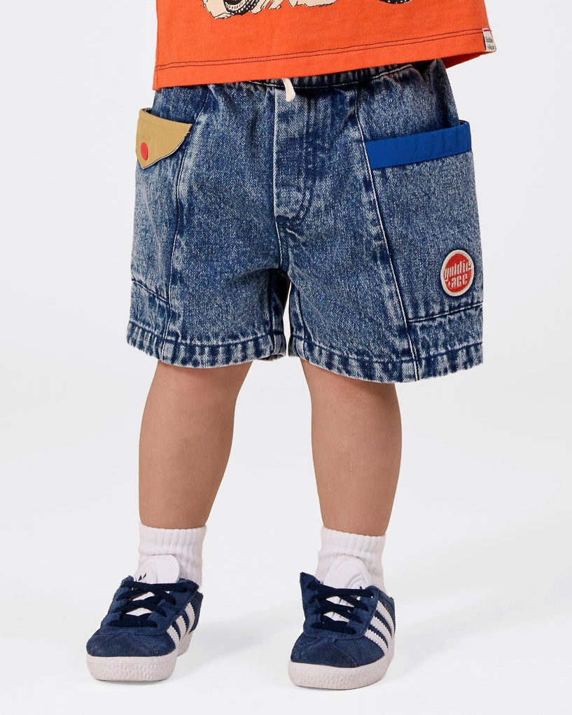 Goldie + Ace Colour Block Vintage Denim Shorts