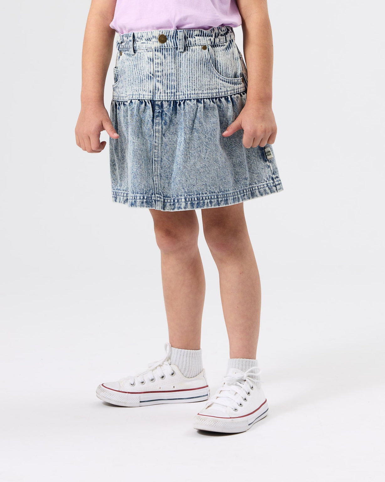 Goldie + Ace Pinstripe Peplum Denim Skirt