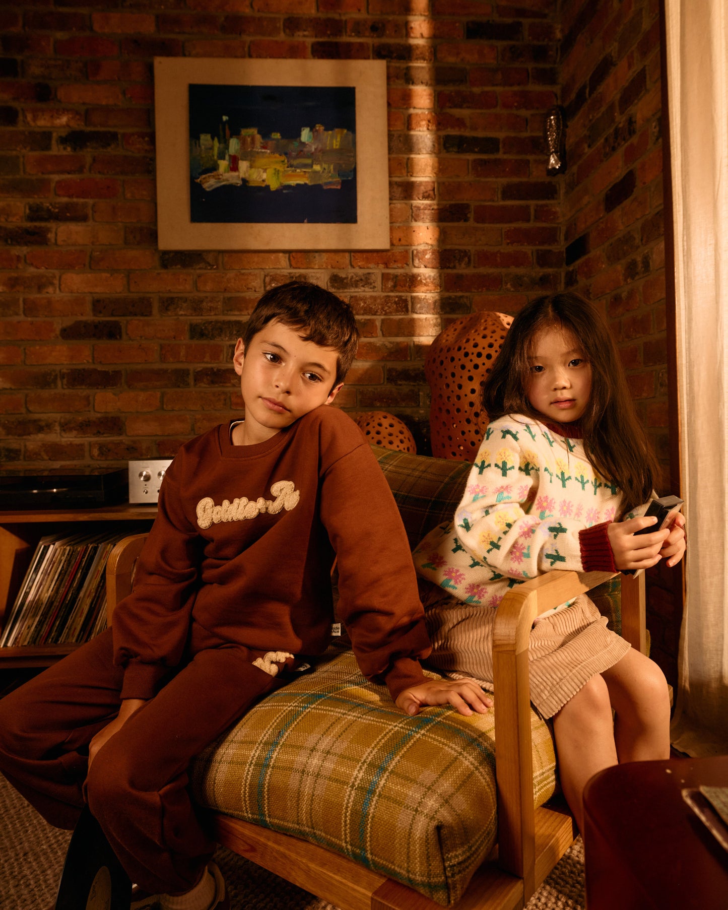 Goldie + Ace Comfy Embroidered Sweater Chestnut