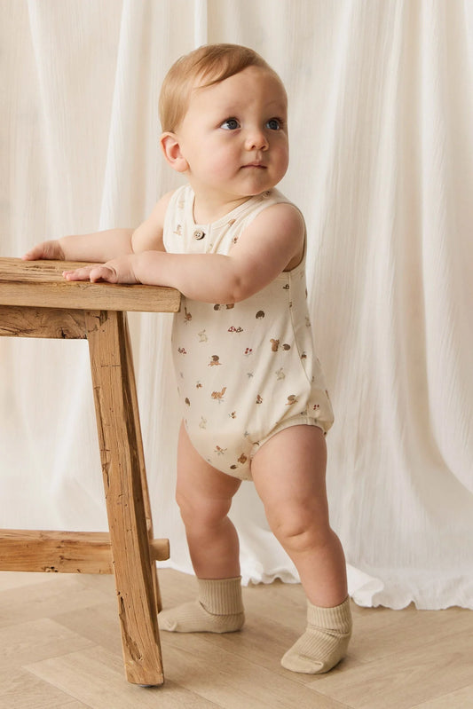 Jamie Kay Organic Cotton Archie Playsuit Forest Gathering