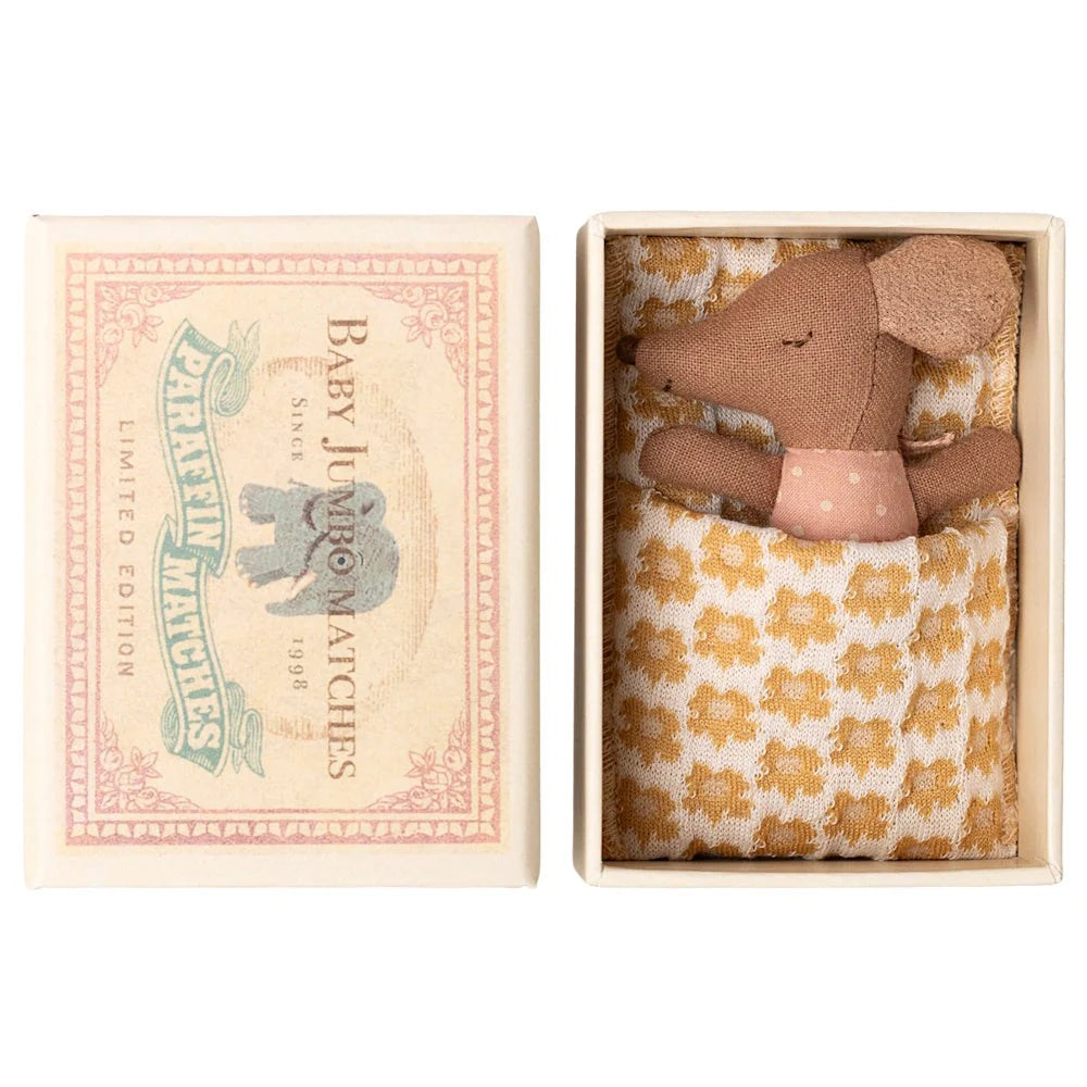 Maileg Sleepy Wakey Baby Mouse in Matchbox Rose 2025
