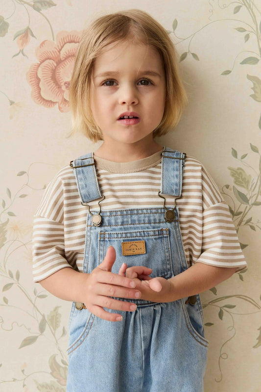 Jamie Kay Pima Cotton Wesley Tee Slim Stripe Brioche/Cloud