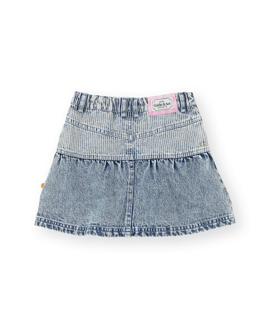 Goldie + Ace Pinstripe Peplum Denim Skirt