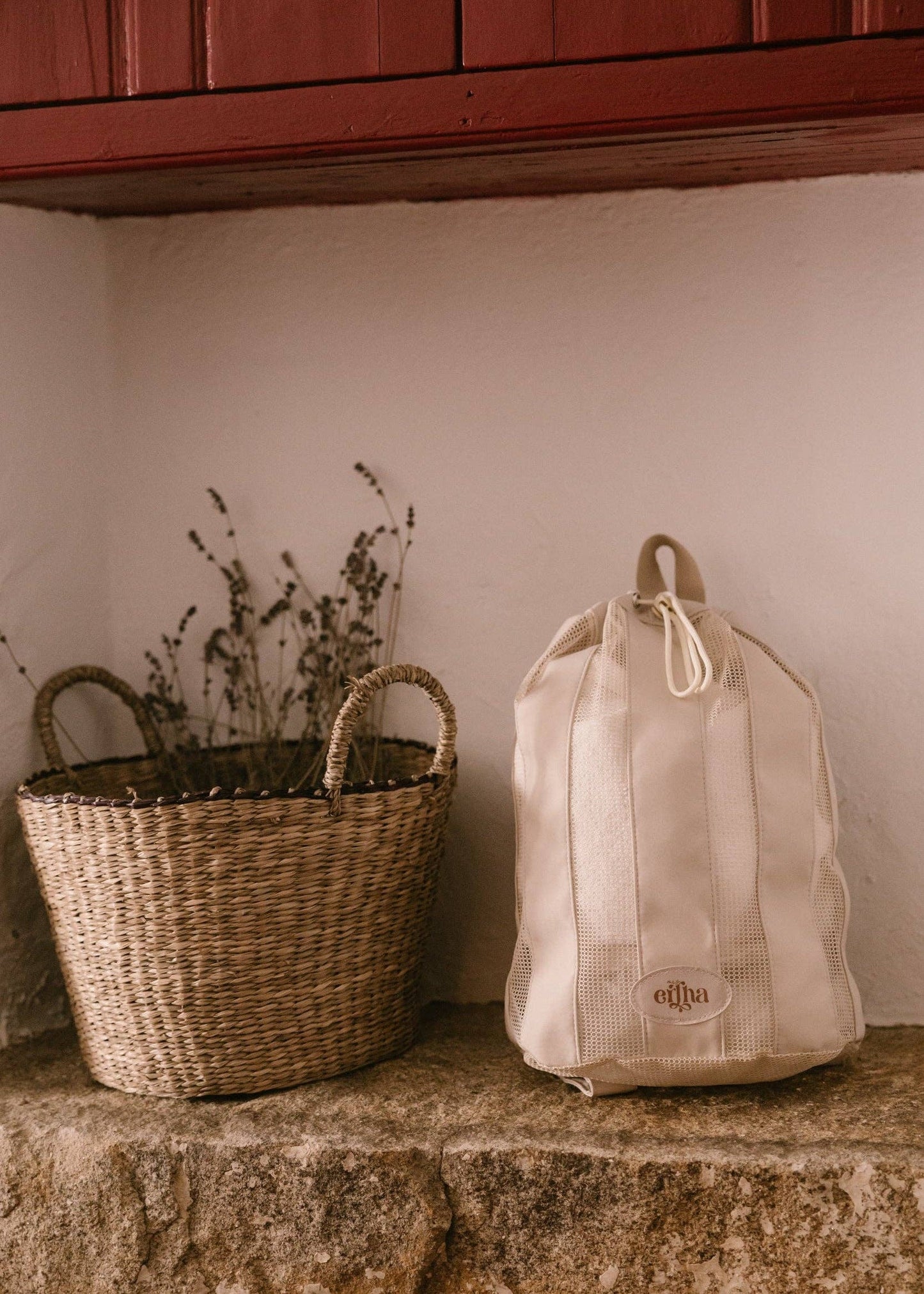 Mrs Ertha Beach Net Backpack Vanilla