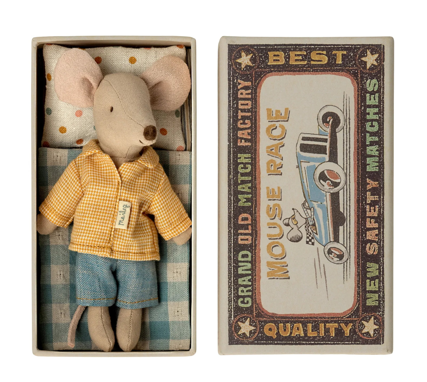 Maileg Mouse Big Brother in Box Spotty Pillow