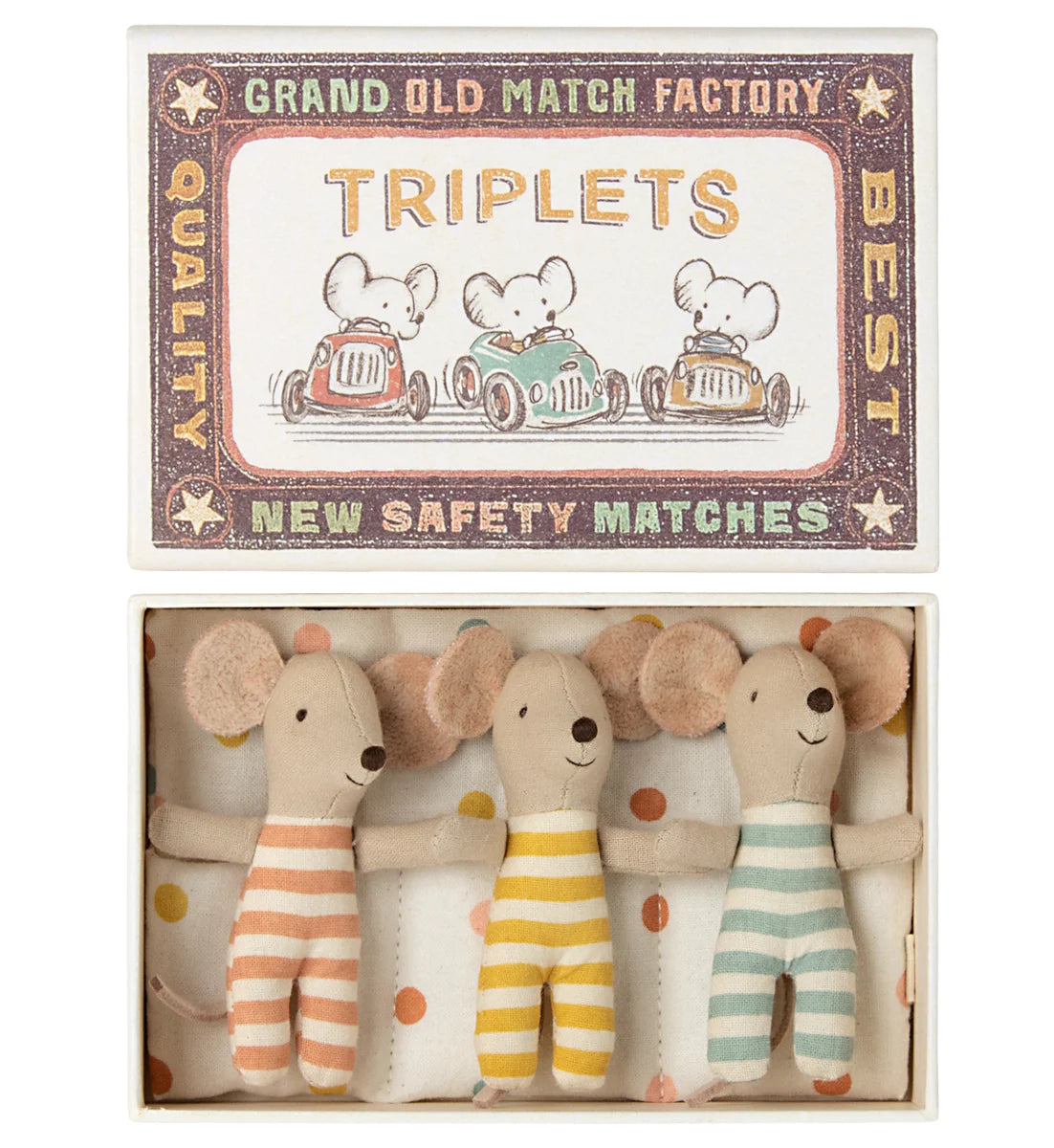 Maileg Mouse Baby Triplets in Box