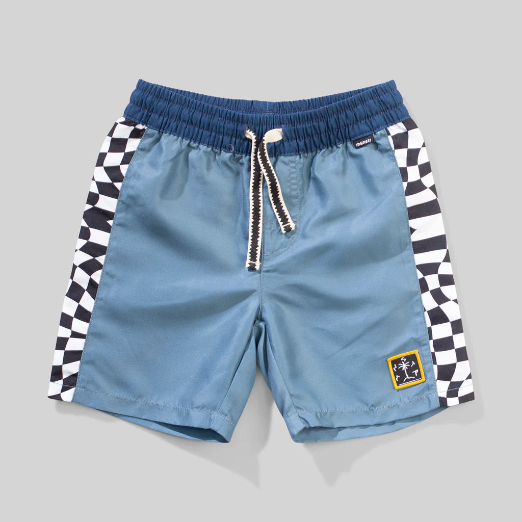 Munster Kids Checkdown Boardshort Pale Blue