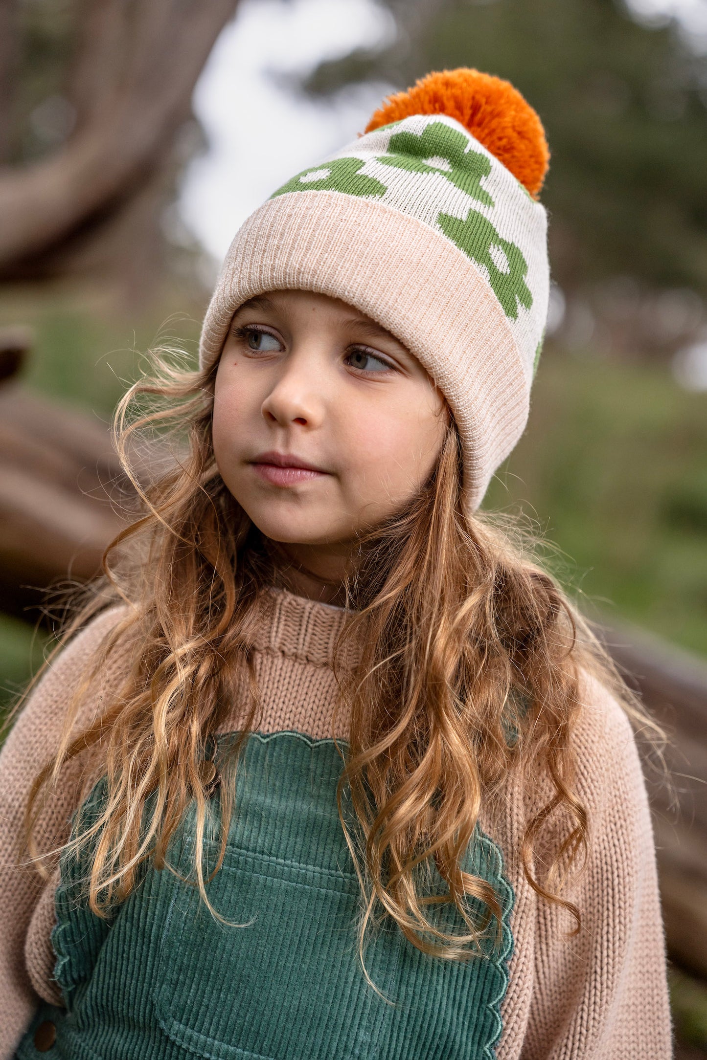 Acorn Flower Power Merino Beanie Green