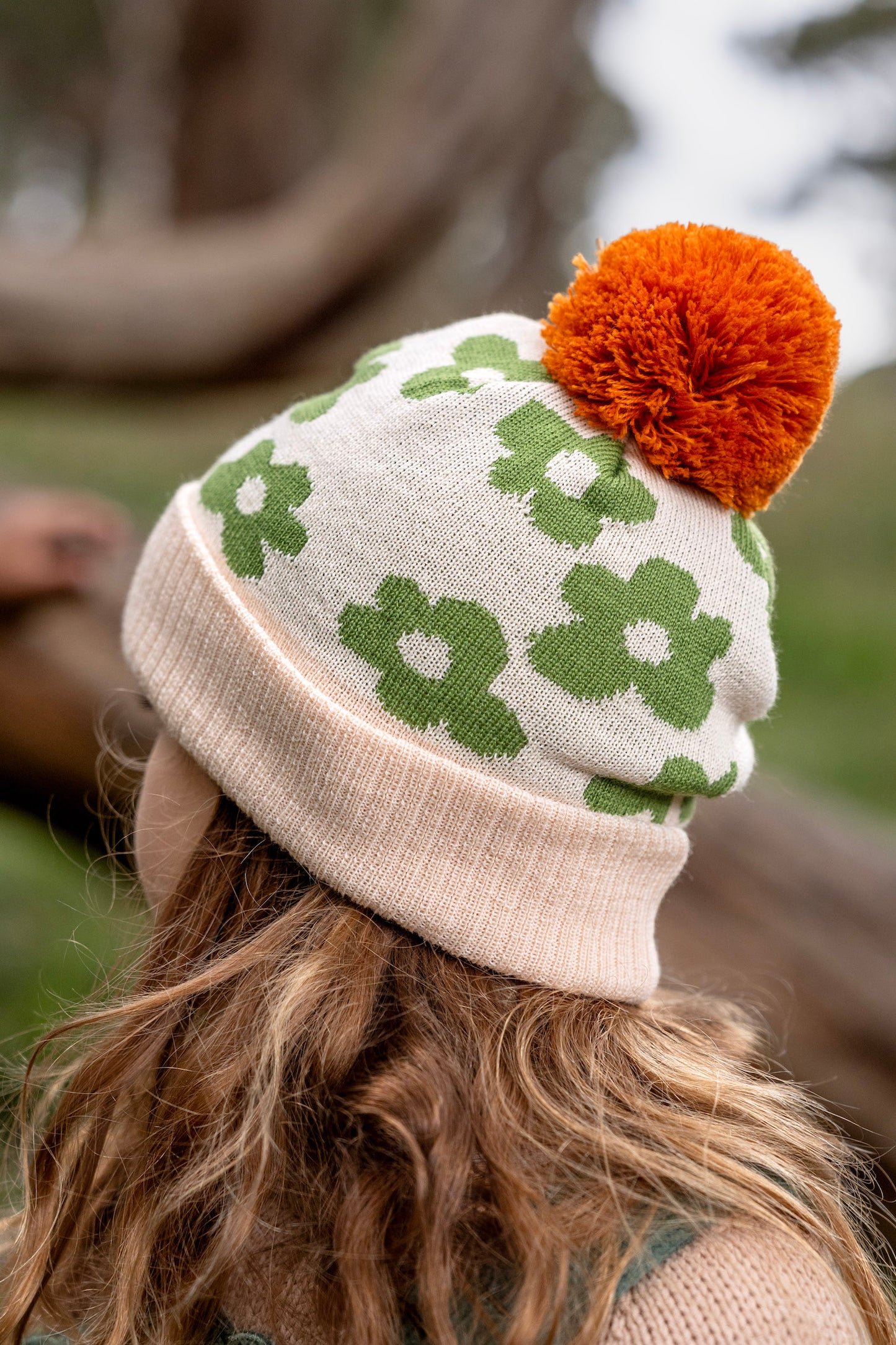 Acorn Flower Power Merino Beanie Green