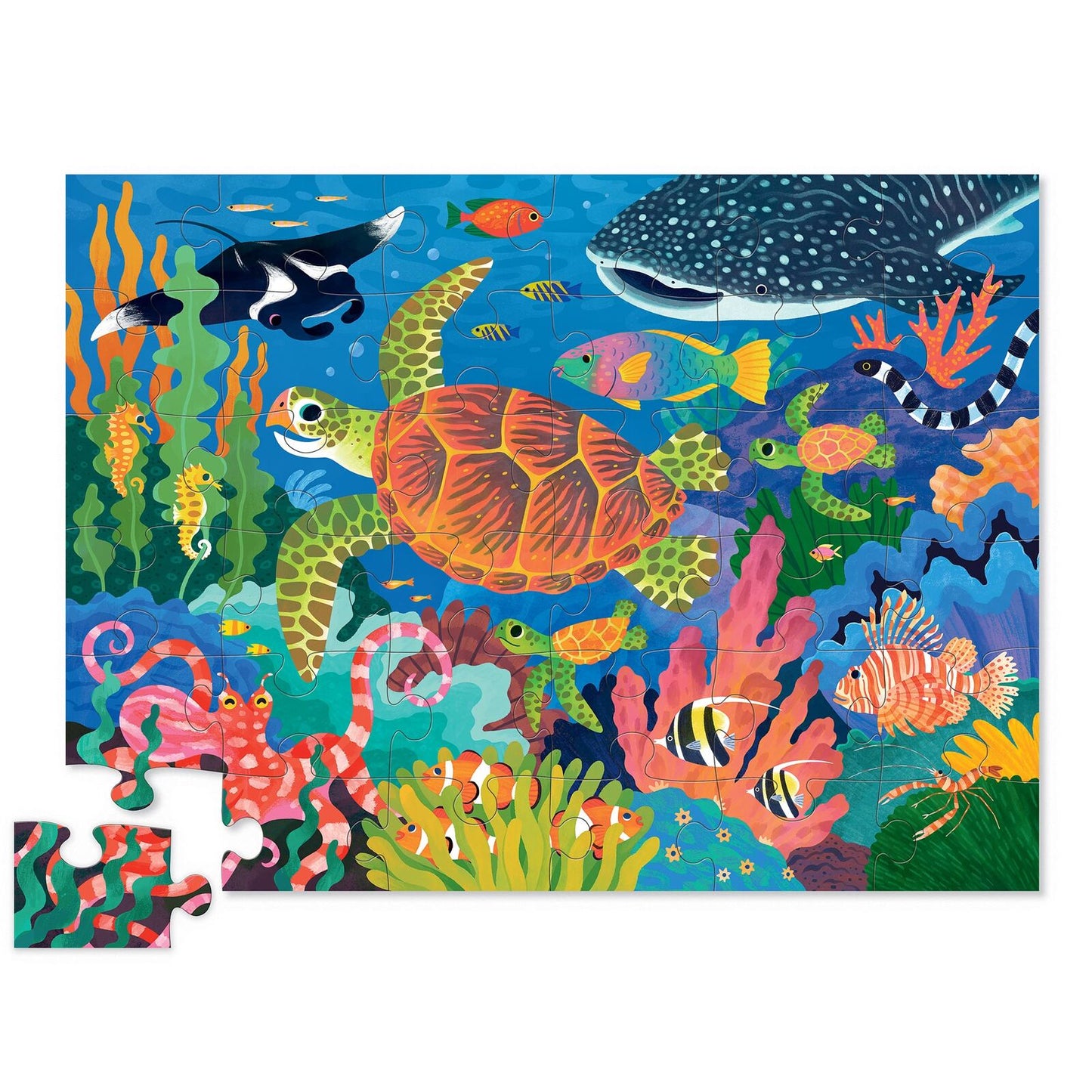 Crocodile Creek 36pc Floor Puzzle Foil Stamped Sea Turtle