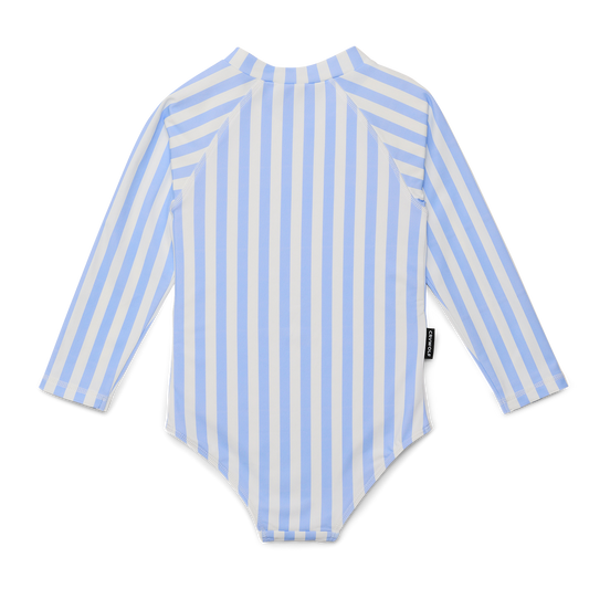 Crywolf Long Sleeve Swimsuit Sky Blue Stripe