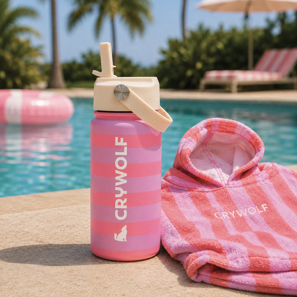 Crywolf Drink Bottle Flamingo Stripe