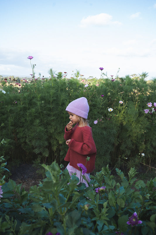 Illoura The Label Knit Beanie Mauve
