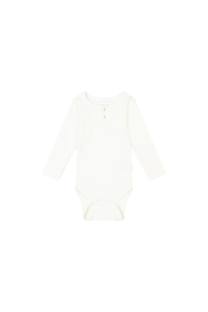 Jamie Kay Organic Cotton Fine Rib Long Sleeve Bodysuit Milk