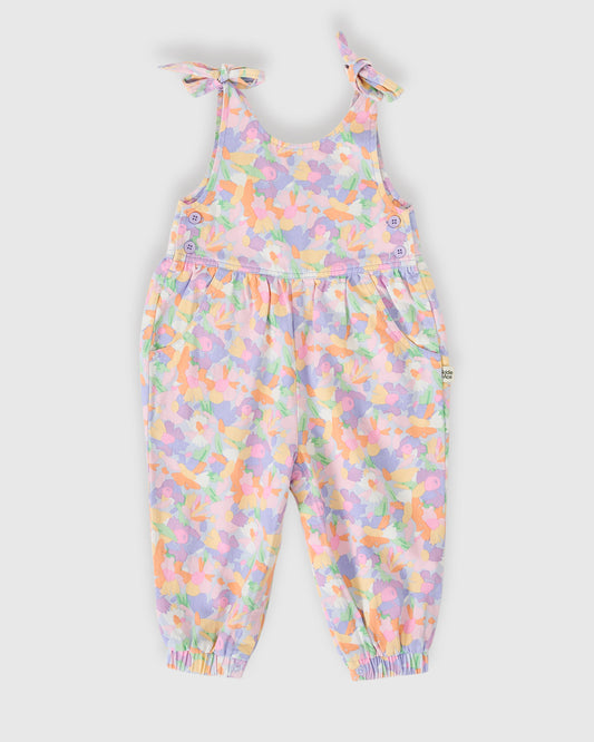 Goldie + Ace Pastel Bouquet Tiffany Tie Overalls Lilac Multi