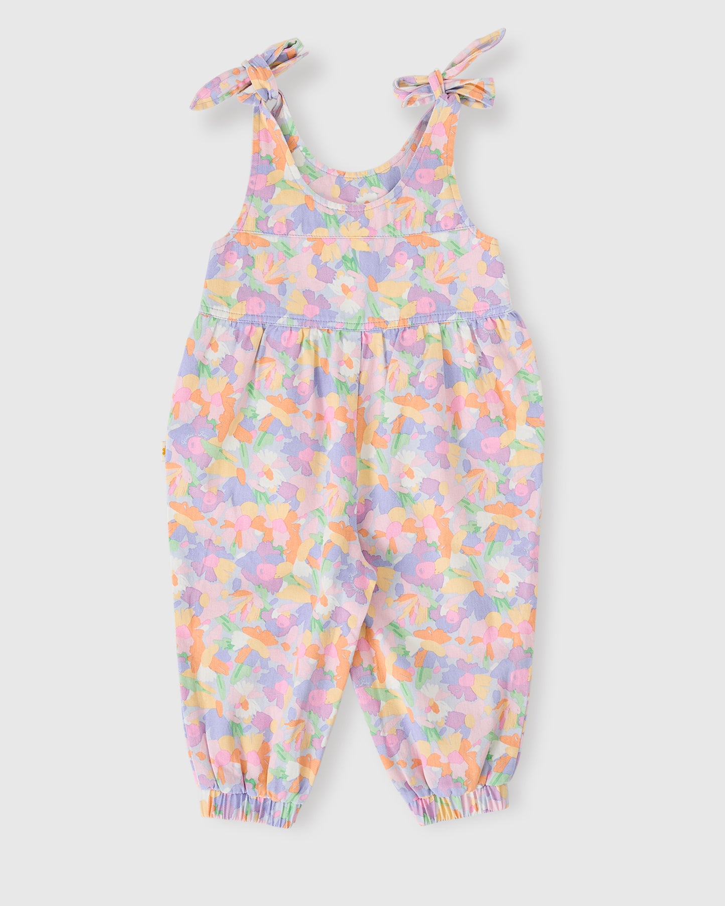 Goldie + Ace Pastel Bouquet Tiffany Tie Overalls Lilac Multi