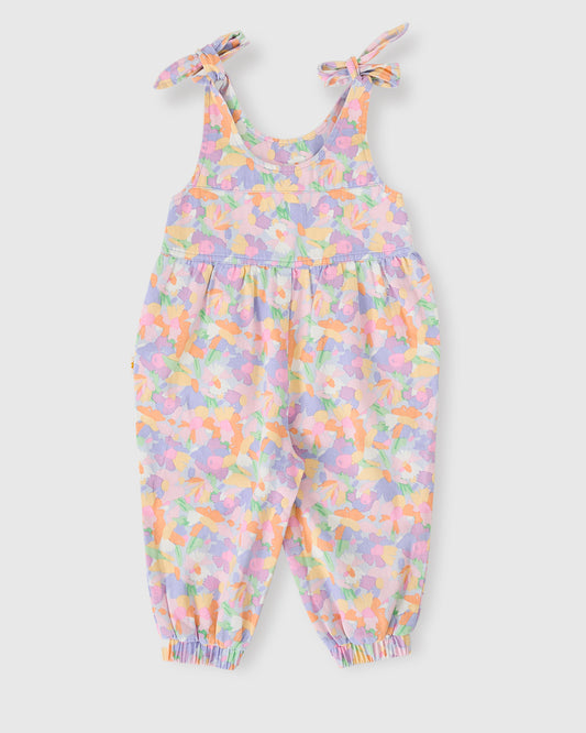 Goldie + Ace Pastel Bouquet Tiffany Tie Overalls Lilac Multi