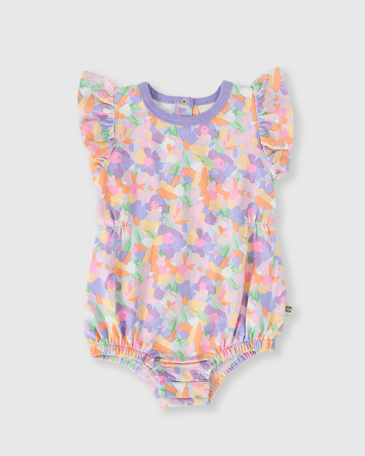 Goldie + Ace Pastel Bouquet Frill Bubble Romper Lilac Multi