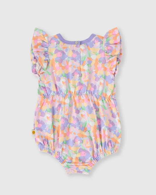 Goldie + Ace Pastel Bouquet Frill Bubble Romper Lilac Multi