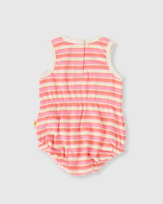 Goldie + Ace Watermelon Stripe Bubble Romper Pink / Peach