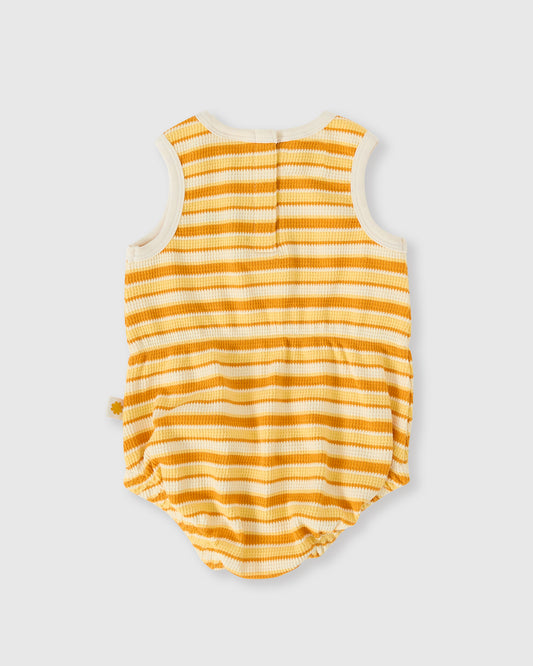 Goldie + Ace Sunshine Stripe Bubble Romper Lemon / Golden