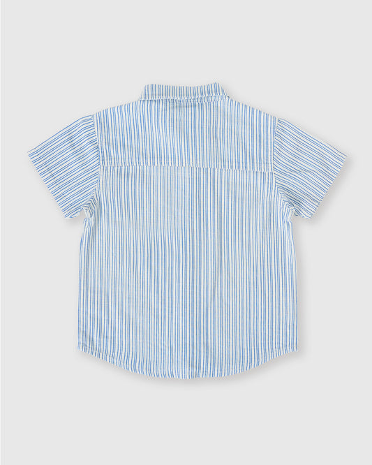 Goldie + Ace Sailor Stripe Holiday Shirt Ocean / Ivory