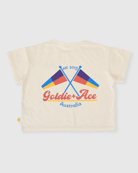 Goldie + Ace Nautical Flag Oversized T-Shirt Cream