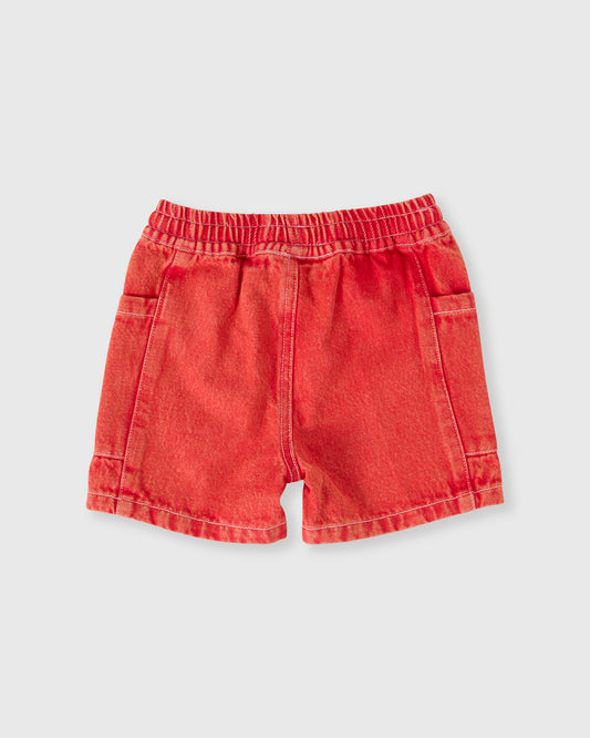 Goldie + Ace Noah Pocket Denim Shorts Apple Red