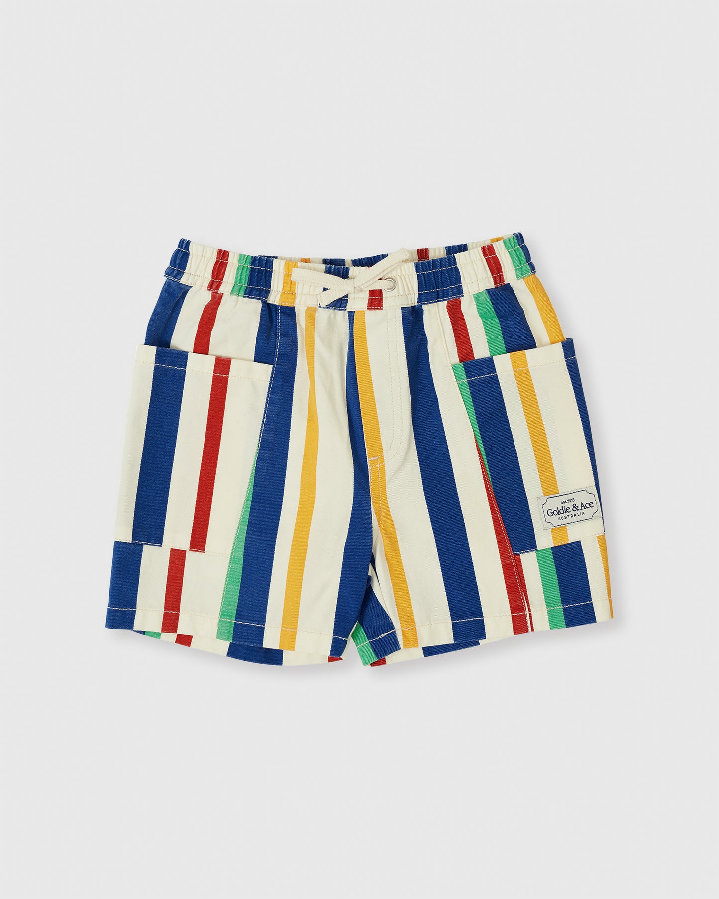 Goldie + Ace 90’s Bold Stripe Noah Denim Pocket Shorts