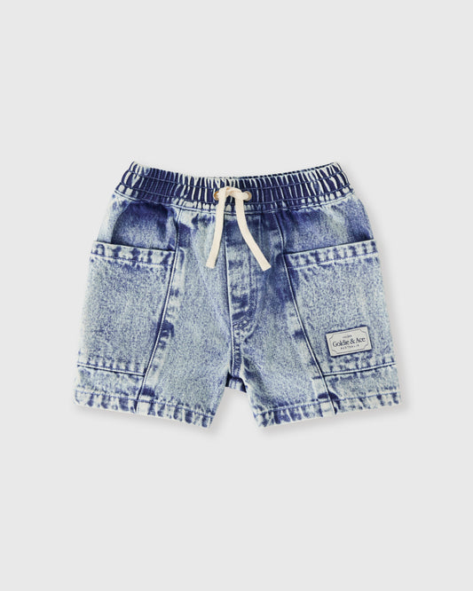 Goldie + Ace Noah Denim Pocket Shorts Light Denim