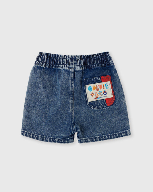 Goldie + Ace Primary Pop Noah Denim Shorts Dark Denim