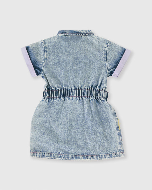 Goldie + Ace Pastel Pop Piper Denim Belted Dress Light Denim