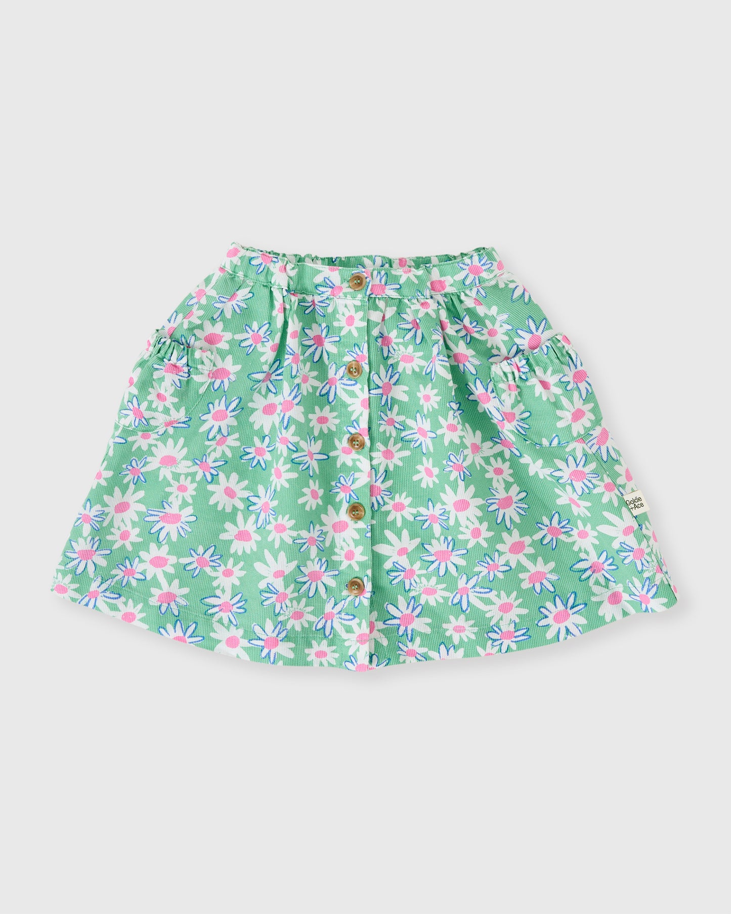 Goldie + Ace Daisy Patch Presley Pocket Skirt Moss