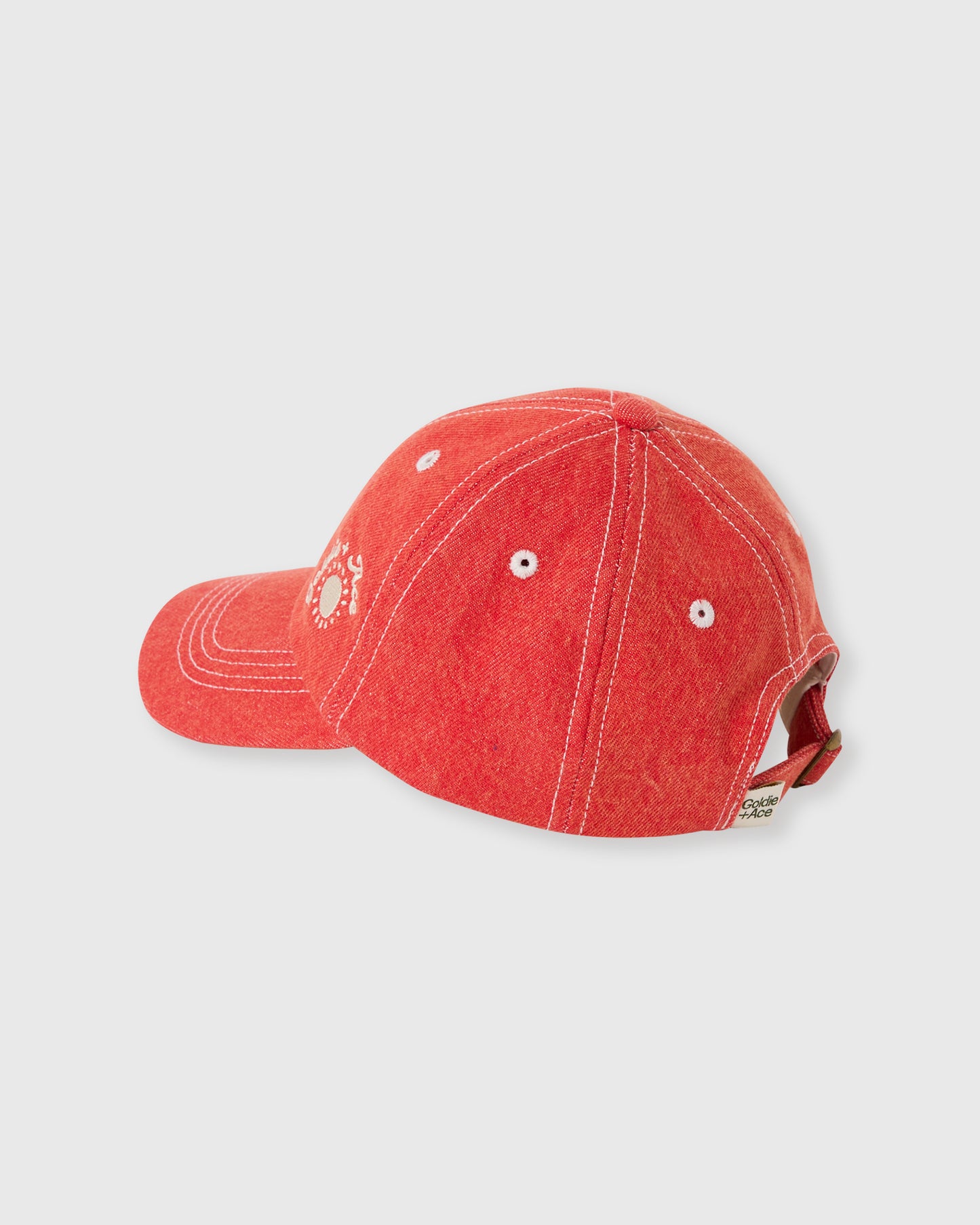 Goldie + Ace Tate Embroidered Denim Cap Apple Red