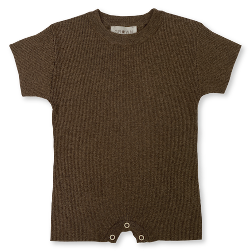 Grown Ribbed Playsuit Mud