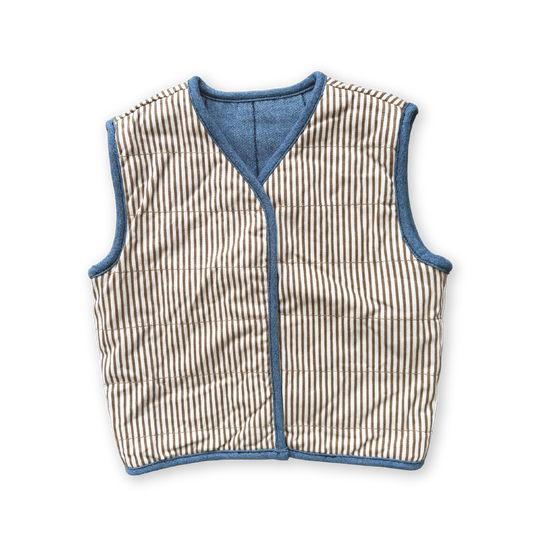 Grown Quilted Reversible Vest Denim and Paint