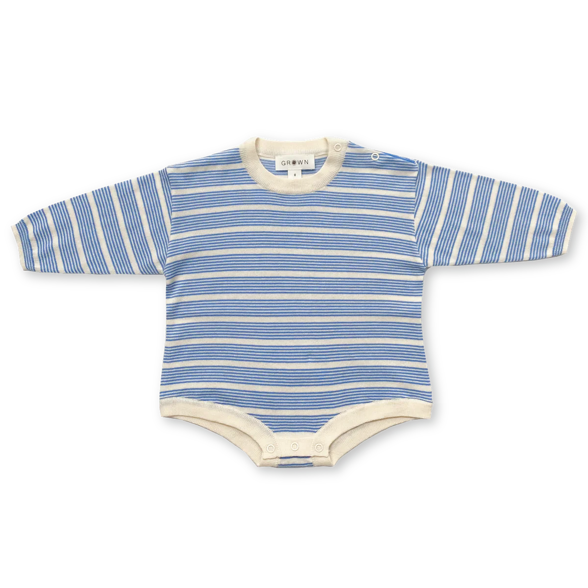 Grown Organic Stripe Romper Marine/Milk