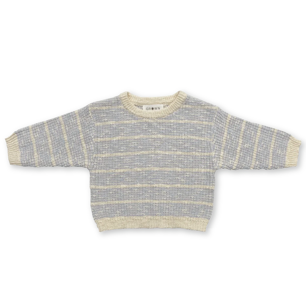 Grown Organic Textured Rib Pull Over Aqua/Milk