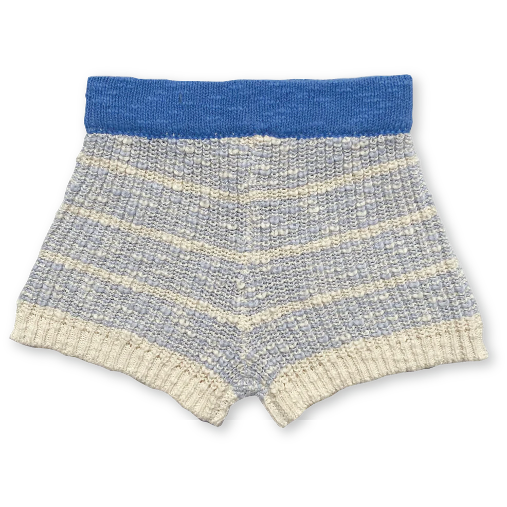 Grown Organic Textured Rib Shorts Aqua/Milk
