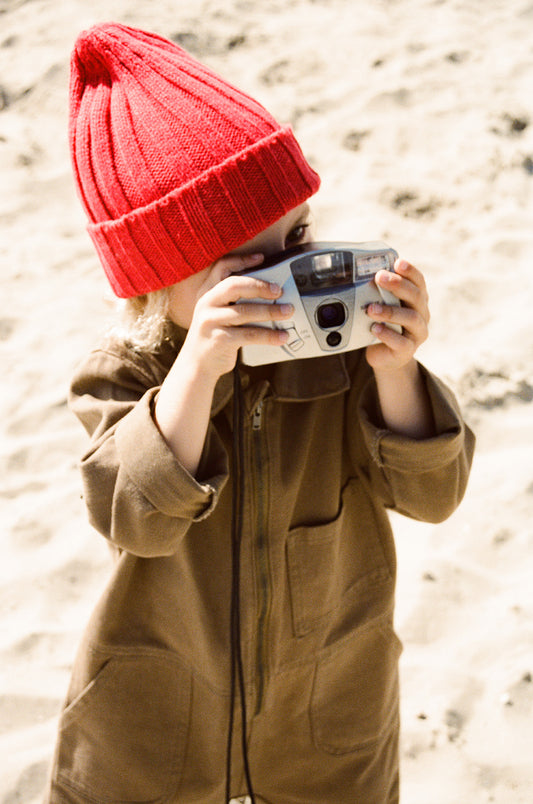 Grown Merino Blend Ribbed Beanie Flame