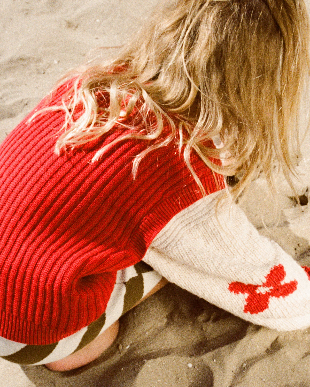Grown Chunky Rib V-Neck Vest Flame
