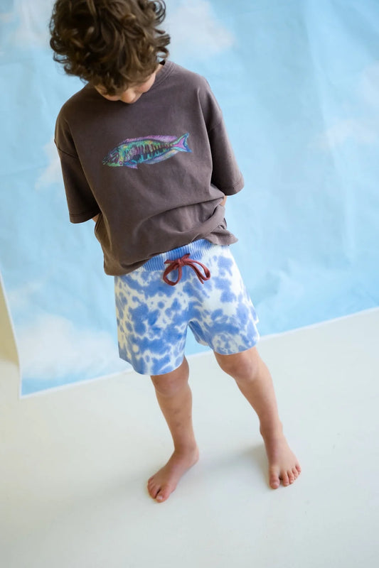 Grown Organic Tie Dye Milano Shorts - Pacific